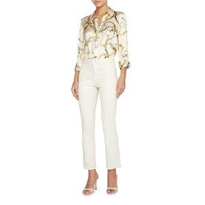 L'AGENCE Ginny French Vanilla Coated High Rise Straight Zipper Jeans, Size 25